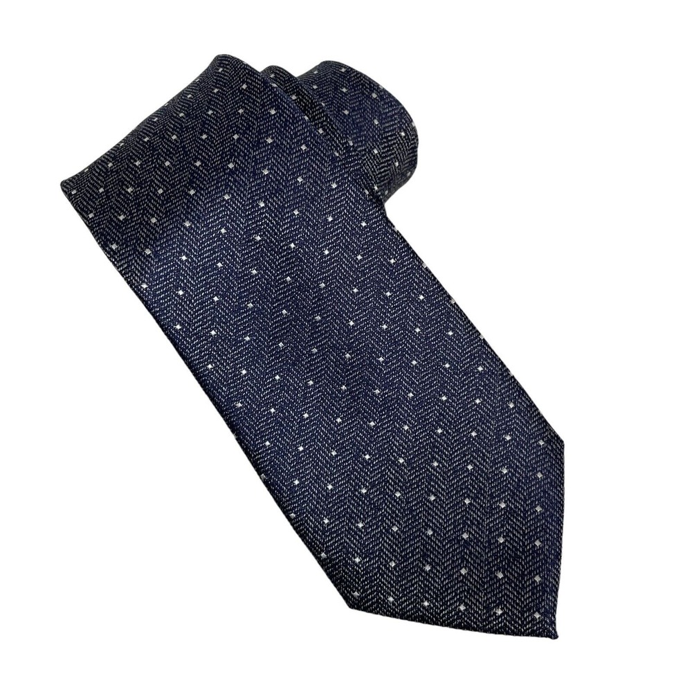 Charles Tyrwhitt Silk Tie Blue White Dot Pattern Men's Necktie 3.25" x 60"